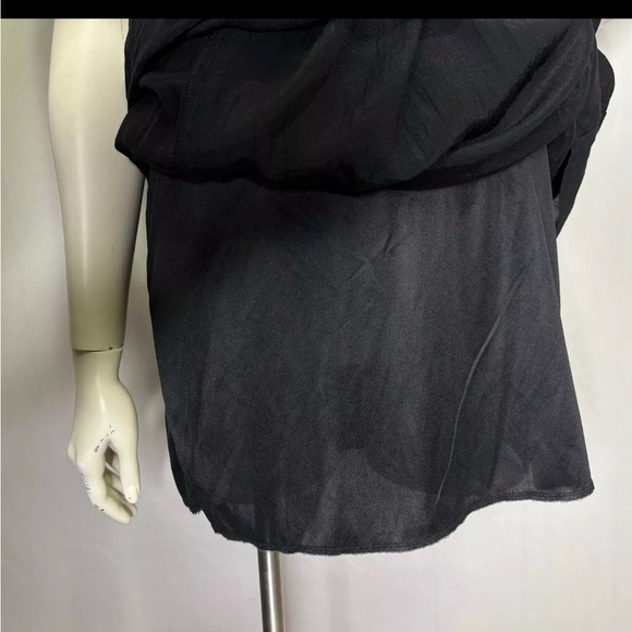 AUW SMOCKED BODICE BLACK FLARE HEM MAXI DRESS BOHO CHIC LARGE - Picture 11 of 15